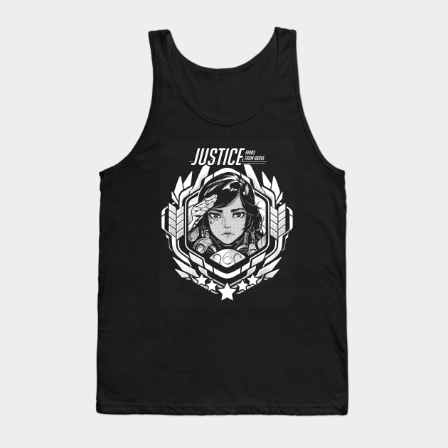 Pharah "Justice Rains From Above!" Tank Top by RobotCatArt